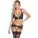 Abierta Fina Dessous-Set aus Spitze mit Riemendetails und Kettchen schwarz
