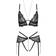 Abierta Fina Dessous-Set aus Spitze mit Riemendetails und Kettchen schwarz