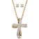 PalmBeach Stud Earrings and Cross Necklace Set - Gold/Transparent