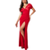 Goddiva Satin & Scuba Off The Shoulder Maxi Dress - Red