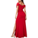 Goddiva Satin & Scuba Off The Shoulder Maxi Dress - Red