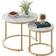 Aboxoo Simple Nightstand Gold White Nesting Table 23.6" 2