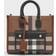 Burberry Dark Birch Brown Chk Freya Mini Check-print Woven and Leather Top-handle bag