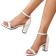 Shein Rhinestone & Glitter Embellished Chunky Heel Party Sandals W - White