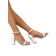 Shein Rhinestone & Glitter Embellished Chunky Heel Party Sandals W - White
