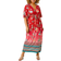 Roman Curve Floral Border Print Maxi Dress - Red