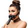ZADO Fetish Leather Mouth Gag Dildo Harness Black