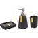 Beliani Set 3 Accessori Bagno In Ceramica Nero Dispenser Sapone Portaspazzolini Sonana