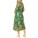 Yumi Floral Print Midi Wrap Dress with Pleated Skirt - Green