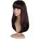 Curly Flat Bangs Medium Length Wigs 20 inch Dark Brown