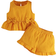 Shein Baby Bow Front Ruffle Hem Tank Top & Shorts - Mustard Yellow