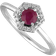 Gemondo Halo Engagement Ring - White Gold/Ruby/Diamonds