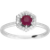 Gemondo Halo Engagement Ring - White Gold/Ruby/Diamonds