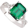 Jewelco London Criss Cross Engagement Ring - Silver/Emerald/Transparent