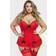 LoveHoney Plus Size Seduce Me Red Push-Up Basque Set