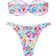 Shein Floral Print Bikini Set Ring Linked Bandeau Bra & Bikini Bottom Piece Swimsuit