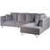 Beliani Corduroy Corner Lunner Grey Divano 266cm Divano 4 Posti