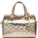 Michael Kors Grayson Medium Logo Embossed Patent Satchel - Pale Gold