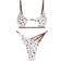 Zaful Animal Print Cut Out Strappy Bikini Swimwear - White