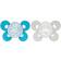 Chicco Physio Comfort Night Baby Silikon Napp, 16-36 månader, blandade färger, 2 delar