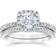 Pompeii3 Cushion Halo Wedding Ring Set 0.63ct - White Gold/ Daimonds