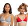 Hanes Originals Triangle Bralette Pack Breathable Stretch Cotton Bras - Shelton Red/Concrete Heather