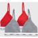 Hanes Originals Triangle Bralette Pack Breathable Stretch Cotton Bras - Shelton Red/Concrete Heather