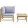 vidaXL Garten-Lounge-Set Hellgraue Kissen Bambus 2-tlg Lounge-Set