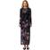 Ganni Printed Mesh O-neck Ruched Long Dress in Black Recycled Nylon/Spandex Women's