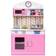 Costway Kids Wooden Pretend Cooking Playset Play Set Kitchen Toys Toddler Gift-Pink