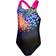 Speedo Badedragt Allover Splashback Til Piger - Sort/Electric Pink/Flamingo
