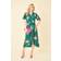 Yumi Green Floral Dip Hem Wrap Midi Dress