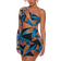 Shein Allover Print One Shoulder Cut Out Waist Bodycon Dress