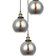 Italux Cardena Industrial y Retro Negro Dorado 3 Luces Pantalla Ahumada E27 Regulable Lámpara Colgante 40cm