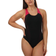 Speedo Plastisol Laneback Badeanzug Schwarz/Rot für Damen