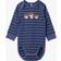 Polarn O. Pyret Baby Fox Print Striped Babygrow - Blue Denim