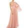 Mac Duggal Lace One Shoulder Illusion Sleeve A Line Gown - Salmon