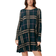 Apricot Mini Dress With A Round Neckline - Khaki