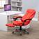 Homcom PU Leather Reclining Rolling Red Office Chair 50"