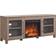 Henn&Hart Log Fireplace Antiqued Gray Oak TV Bench 58x25"