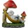 Northlight Mushrooms and Rabbit in Hammock Outside Garden Statue