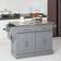 Homcom Rolling Kitchen Island Grey Storage Cabinet 57x36"