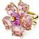 Swarovski Florere cocktail ring, Flower, Pink, Gold-tone plated