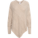 Cream Knit Poncho V-Neck and Pattern - Beige