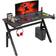PayLessHere PayLessHere 47 Inch Gaming Desk PC Carbon Fiber Table Ultimate Gamer Workstation with Cup Holder & Hook Office,Red