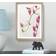 East Urban Home Floral Flowers Green/Pink/Beige Framed Art 62x87cm