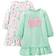 Carter's Toddler's Fleece Nightgowns 2-pack - Mint Green Dots/White Cat