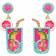 Shein 1pair Style Exquisite Fruit & Beverage Design Stud Earrings