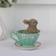 Clayre & Eef Baby Rabbit in Coffee Cup Green Osterdekoration 7cm