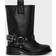 Ganni Mid Shaft Biker Boots in Black Responsible Polyester/Recycled Leather/Recycled Polyester Women's
